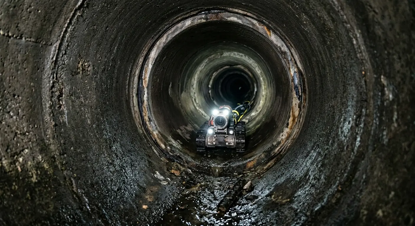 Robotic sewer camera inspecting pipe interior for Sewer Line Repair in Las Cruces